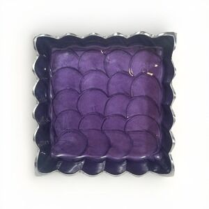 Julia Knight 5" Napkin Holder Peony Sugarplum Purple Enamel Aluminum Square VTG